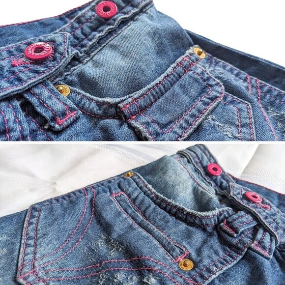 Rare 2006 DOLCE&GABBANA D&G Distressed Barbie Pink Stitch Bush Pant Capris Sz 24 - Picture 2 of 8